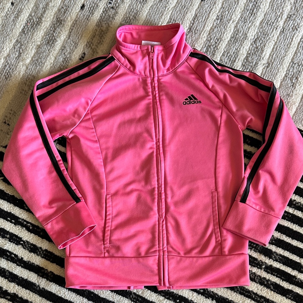Adidas Vibrant Pink track Jacket with Black Accents. Toddler sz5